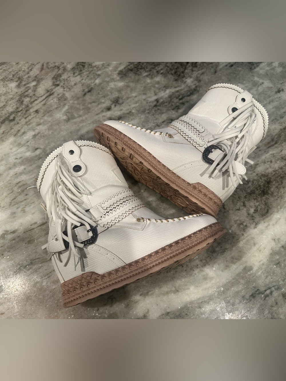 White Fringe Women's Boots